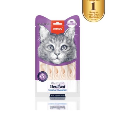 Wanpy Hindi ve Kızılcıklı Kısırlaştırılmış Kedi Krema Ödülü 14 gr x 5