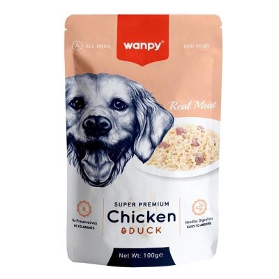 Wanpy Pouch Tavuk ve Ördekli Yetişkin Köpek Yaş Maması 100 gr