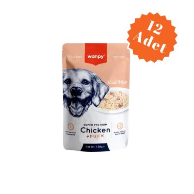 Wanpy Pouch Tavuk ve Ördekli Yetişkin Köpek Yaş Maması 100 gr x 12