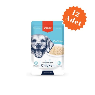 Wanpy Pouch Tavuklu Yetişkin Köpek Yaş Maması 100 gr x 12