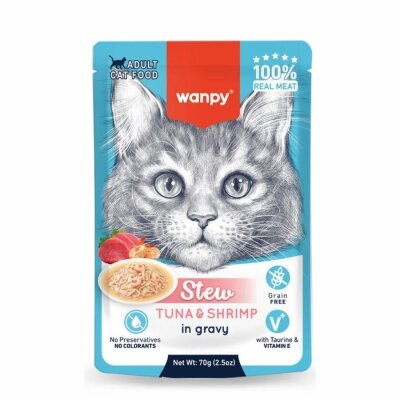 Wanpy Soslu Ton Balıklı ve Karidesli 70 gr Yetişkin Kedi Maması