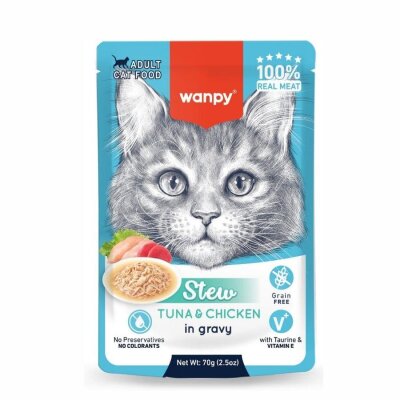 Wanpy Soslu Ton Balıklı ve Tavuklu 70 gr Yetişkin Kedi Maması