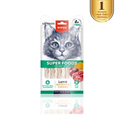 Wanpy Superfood Kuzulu ve Pancarlı Kedi Krema Ödülü 14 gr x 5