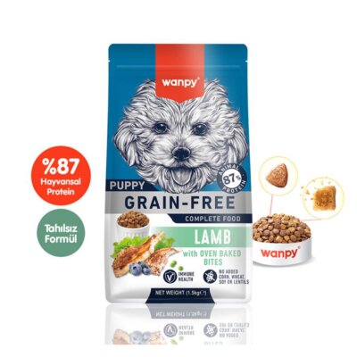 Wanpy Tahılsız Kuzulu Yavru Köpek Maması 1,5 kg