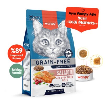 Wanpy Somon Balıklı Tahılsız 1,5 kg Yetişkin Kedi Maması