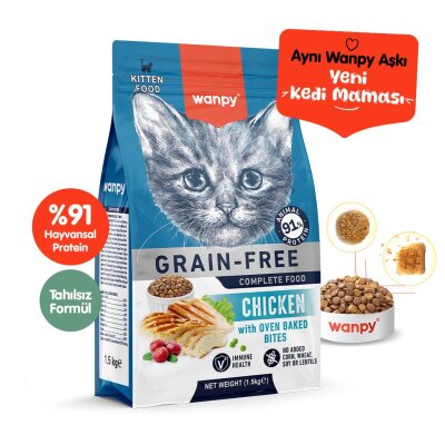 Wanpy Tavuklu Tahılsız 1,5 kg Yavru Kedi Maması