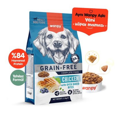 Wanpy Tavuklu Tahılsız Yetişkin Köpek Maması 1,5 kg