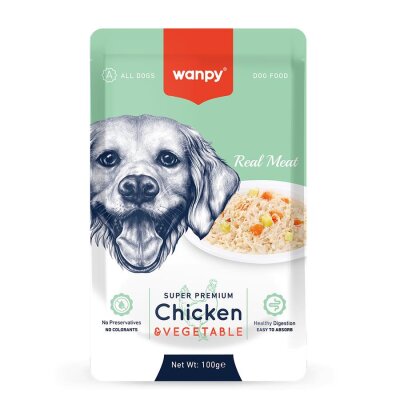 Wanpy Tavuk ve Sebzeli Pouch Yetişkin Köpek Yaş Maması (100 gr)