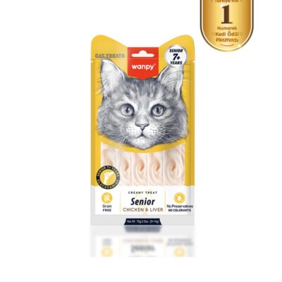 Wanpy Tavuklu ve Ciğerli 7+ Yaş Kedi Krema Ödülü 14 gr x 5