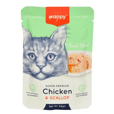 Wanpy Pouch Tavuklu-Deniz Taraklı Yetişkin Kedi Konservesi 85 gr