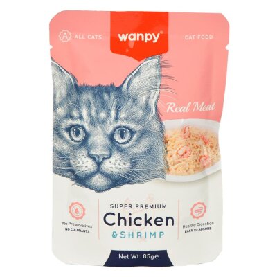 Wanpy Tavuklu ve Karidesli Yaş Kedi Maması 85 gr