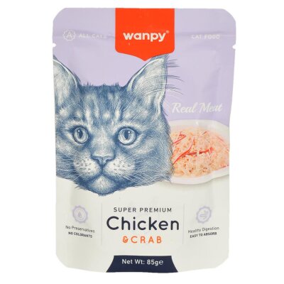 Wanpy Tavuklu ve Yengeçli Yaş Kedi Maması 85 gr