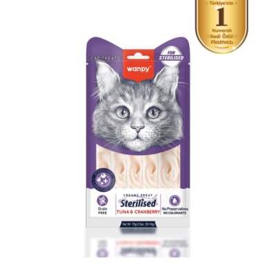 Wanpy Ton Balıklı ve Kızılcıklı Kısır Kedi Krema Ödülü 14 gr x 5