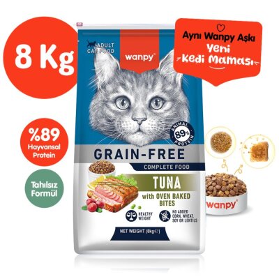 Wanpy Ton Balıklı Tahılsız Yetişkin Kedi Kuru Maması 8 kg