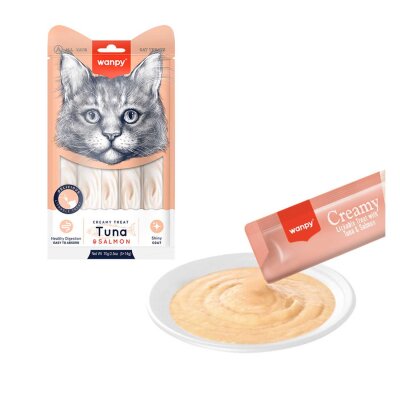 Wanpy Ton Balıklı Somonlu Sıvı Krema Kedi Ödülü 5 x 14 gr