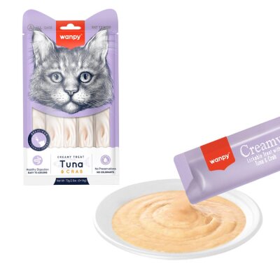 Wanpy Ton Balıklı Yengeçli Sıvı Krema Kedi Ödülü 5 x 14 gr