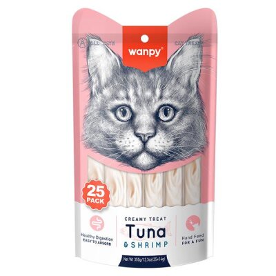 Wanpy Ton ve Karidesli Sıvı Krema Kedi Ödülü 25x14 gr