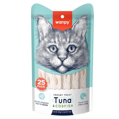 Wanpy Ton ve Morina Balıklı Sıvı Krema Kedi Ödülü 25x14 gr