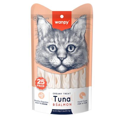 Wanpy Ton Balıklı ve Somonlu Sıvı Krema Kedi Ödülü 25x14 gr