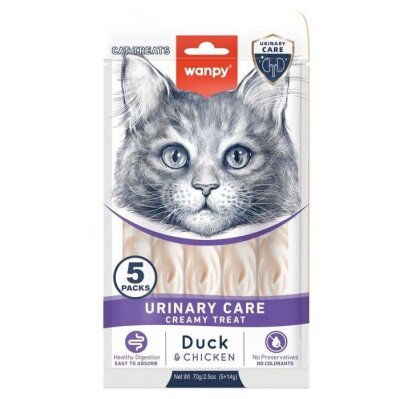 Wanpy İdrar Yolu Destekli Ördekli Sıvı Krema Kedi Ödülü 5x14 gr