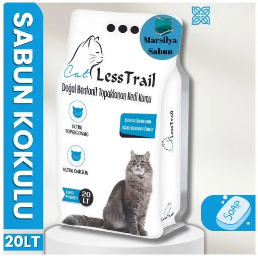 Sabun Kokulu İnce Taneli 20 L Beyaz Bentonit Kedi Kumu