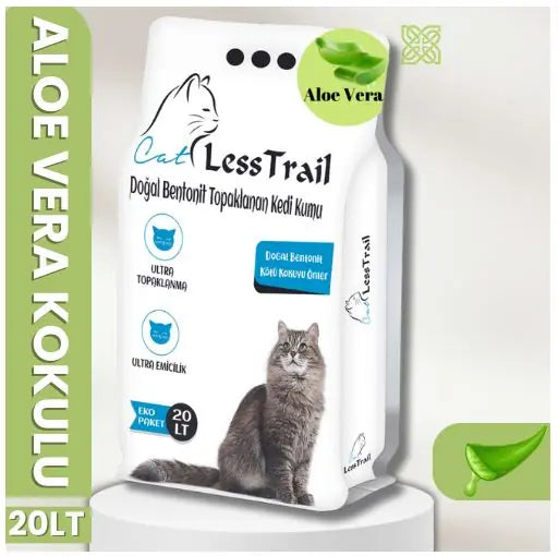 Aloe Vera Kokulu İnce Taneli 20 L Beyaz Bentonit Kedi Kumu