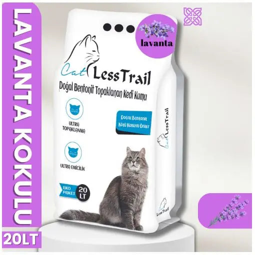 Lavanta Kokulu İnce Taneli 20 L Beyaz Bentonit Kedi Kumu