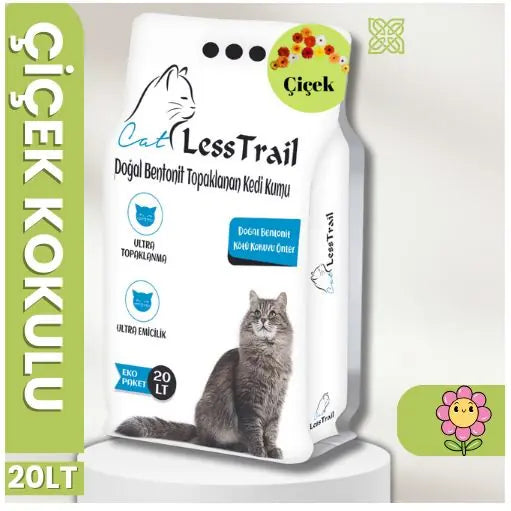 Çiçek Kokulu İnce Taneli Tozsuz 20 L Beyaz Bentonit Kedi Kumu