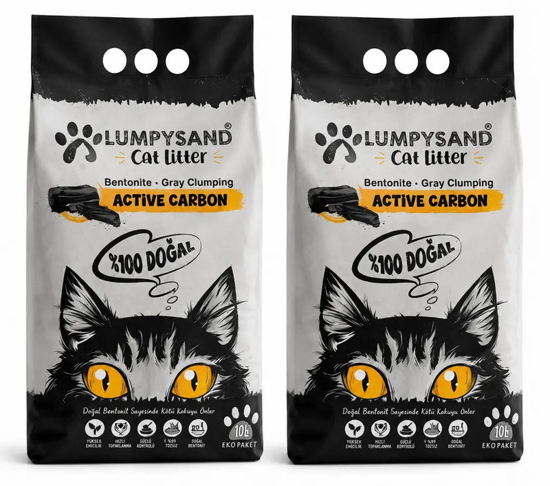 Lumpysand Aktif Karbonlu İnce Taneli Bentonit Kedi Kumu 10 L x 2