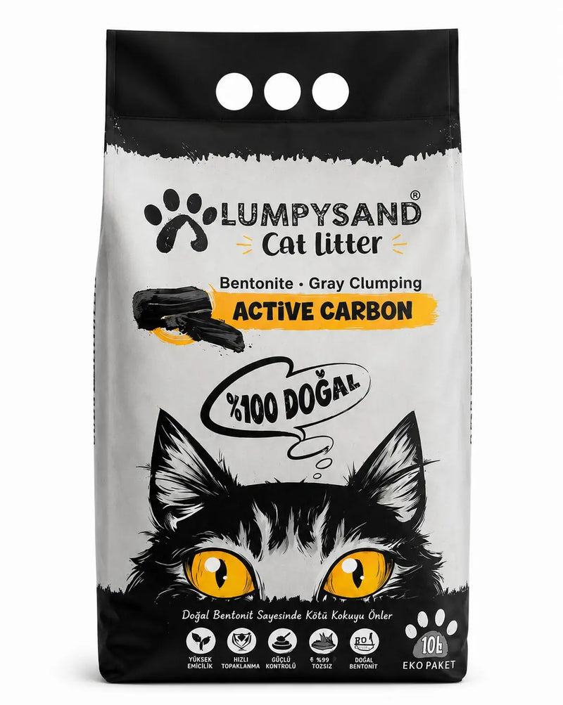 Lumpysand Aktif Karbonlu İnce Taneli Topaklanan Kedi Kumu 10 L
