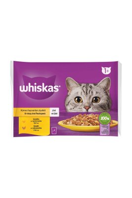 Whiskas Sos İçinde Kümes Hayvanlı Yetişkin Kedi Maması 4 x 85 gr