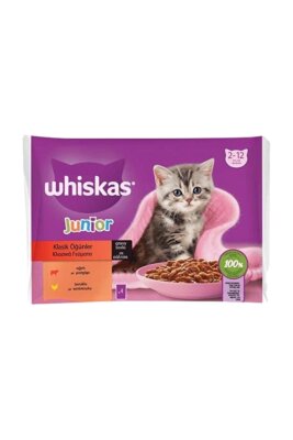 Whiskas Sos İçinde Sığır ve Tavuklu Yavru Kedi Maması 4 x 85 gr