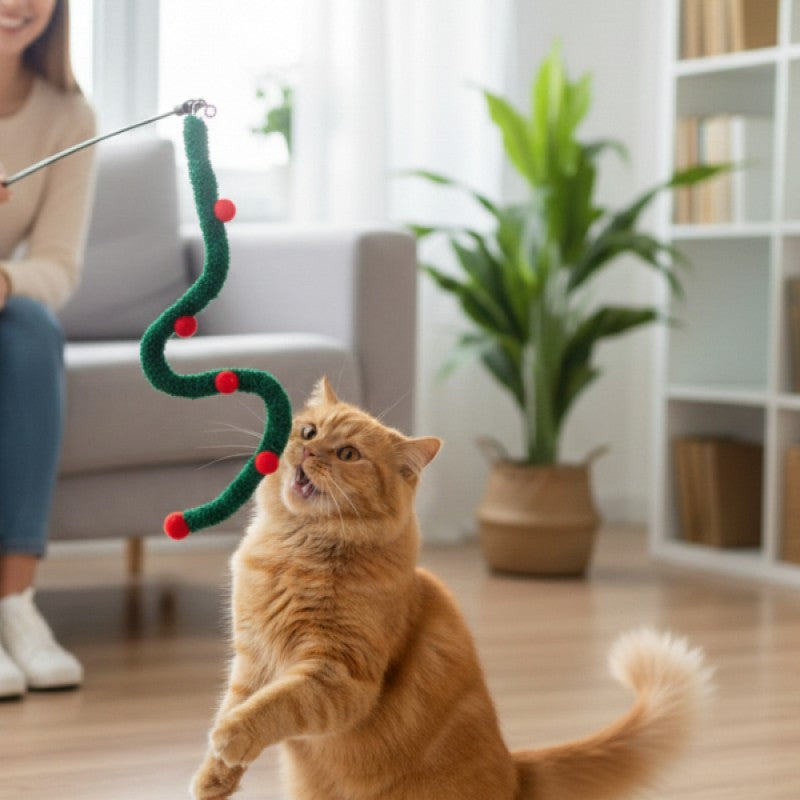 Süs Şeritli Uzun Çubuklu Kedi Oltası